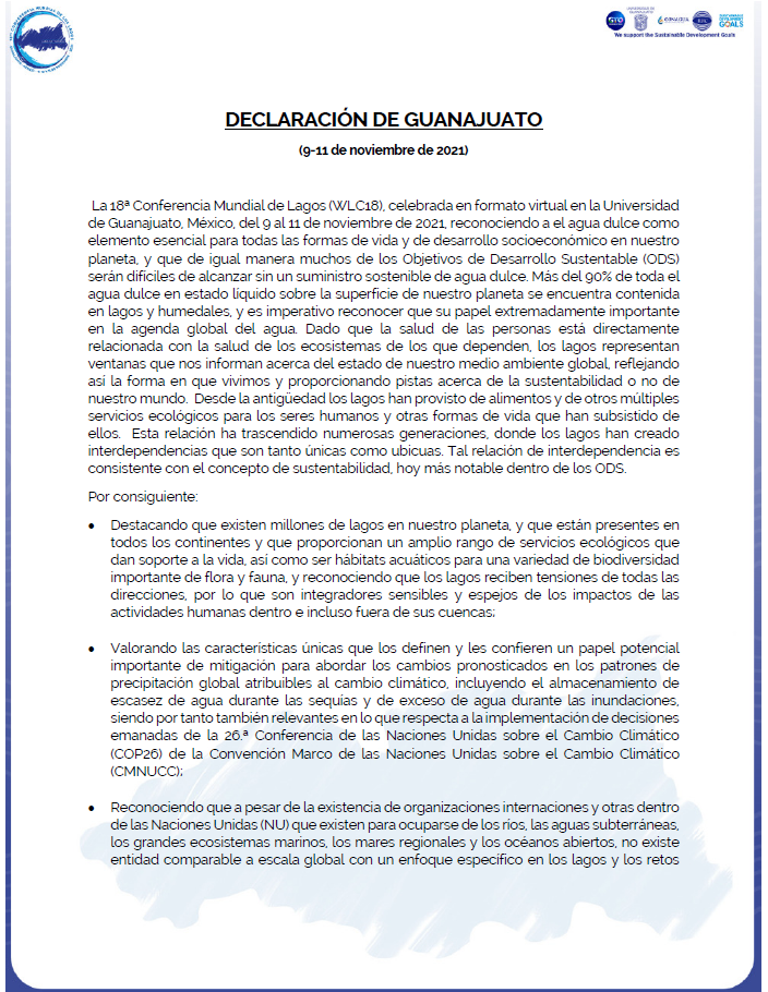第18回世界湖沼会議 グアナフアト宣言 International Lake Environment Committee 公益財団法人